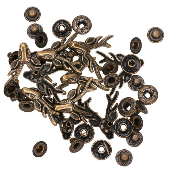 Raindrops 10 Sets Metal Snap Buckle Furniture Fastener Bronze Deer Sewing Buttons for Bag Accessories 1.02x1.14x0.2 Inch