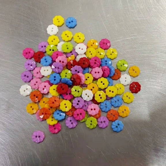 Raindrops 100 PC Clothing Colorful Buttons Kids Flower Cute Small Child