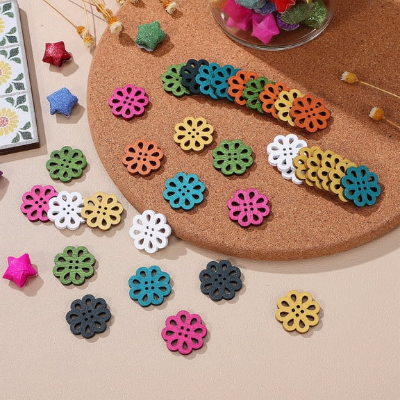 Raindrops 100 PCS Assorted Large Wooden Buttons Vintage Style Handmade Craft Supplies