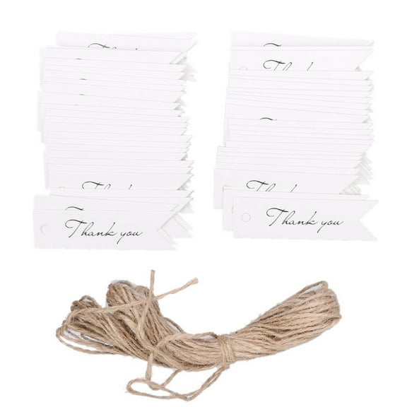 Raindrops 100 Paper Letter Message Bag Labels with Twine for Weddings and Parties