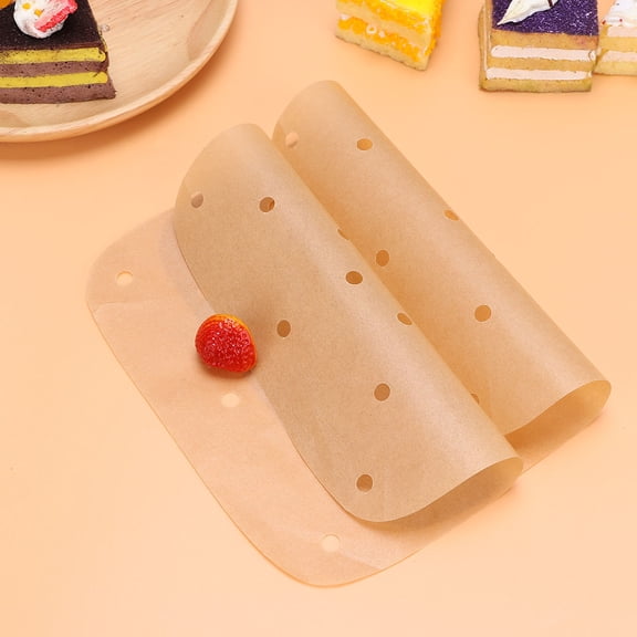 Raindrops 100Pcs Air Fryer Paper Non Stick Grill Mat Heat Proof Pad Brown for Cooking