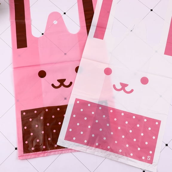 Raindrops 100pcs Cartoon Rabbit Plastic Bag Rabbit Printed Storage Bag Gift Wrapping Tote Bags