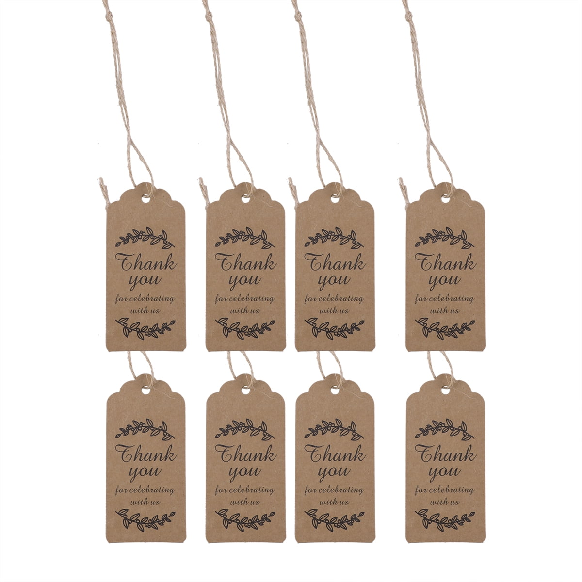 Gift Tag Rope Raindrops 100 Pcs Printed Scalloped Round Tags Thank You Tags with Rope ...