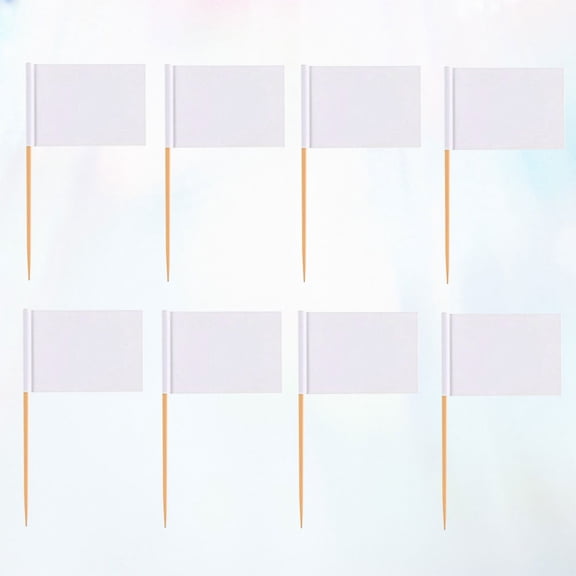 Raindrops Wooden Flag Toothpicks with Blank White Flags for Food and Party Use