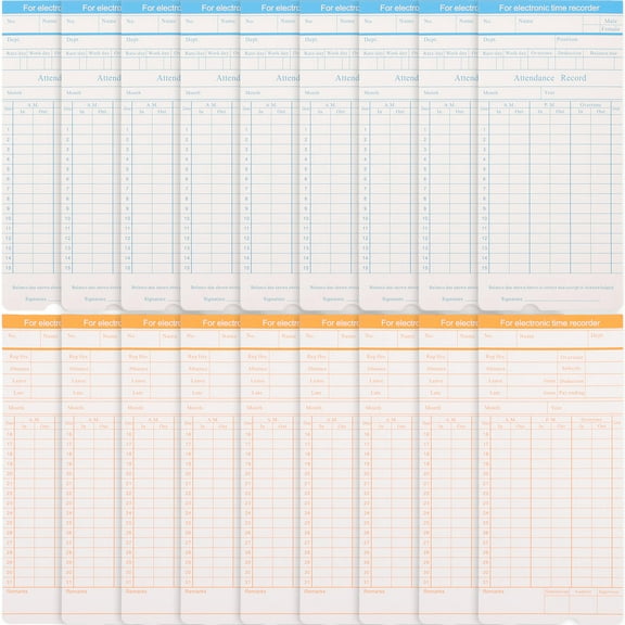 Raindrops 100 Sheets Monthly Time Clock Cards Attendance Paper Jam Office Staff
