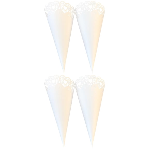Raindrops 100 pcs Hollow out Heart Pattern Dried Flower Cone Wrappers DIY Lace Paper Small Bouquet Packaging Flowers Wrapping Tube (White)