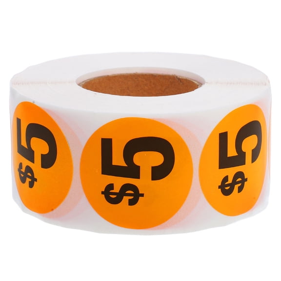 Raindrops 1000Pcs Small Round Pricing Stickers Orange for Garage and Yard Sale Use