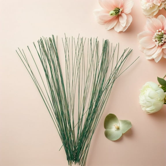 Raindrops 100 Pieces 22 Gauge Green Floral Wire for Wedding Arrangements and Flexible Florist Craft Designs