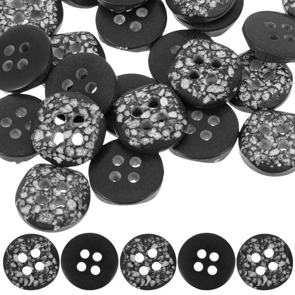 Raindrops 100Pcs Black Resin Buttons for Clothes and Sewing Projects 11.5Mm