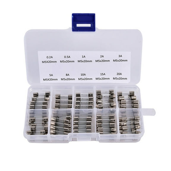 FOMIYES 100Pcs Glass Assortment Fuse Kit with Clear Case for Automotive Applications