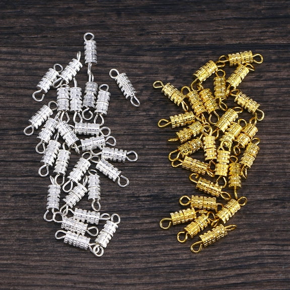 Raindrops 100Pcs Barrel Screw Type Clasps for Jewelry Made of Golden Copper with Safety Lock