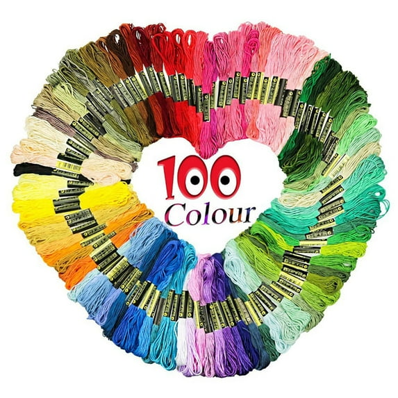 Raindrops 100Pcs Cross Stitch Kits Assorted Color Cotton Dacron Embroidery Threads for Craft Projects
