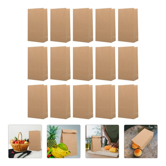 Raindrops 100Pcs Khaki Paper Bags for Baked Goods and 8.45x4.72x2.75in