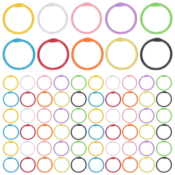 FOMIYES 100Pcs Multi Color Metal Binding Rings with Easy Open Clasp for Office and School Use