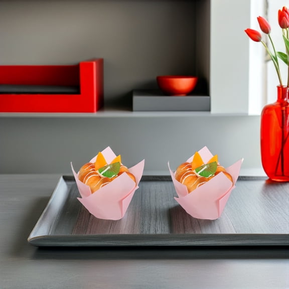 Raindrops 100Pcs Pink Cupcake Liners Tulip Design for Candy Cookie and Cake Display