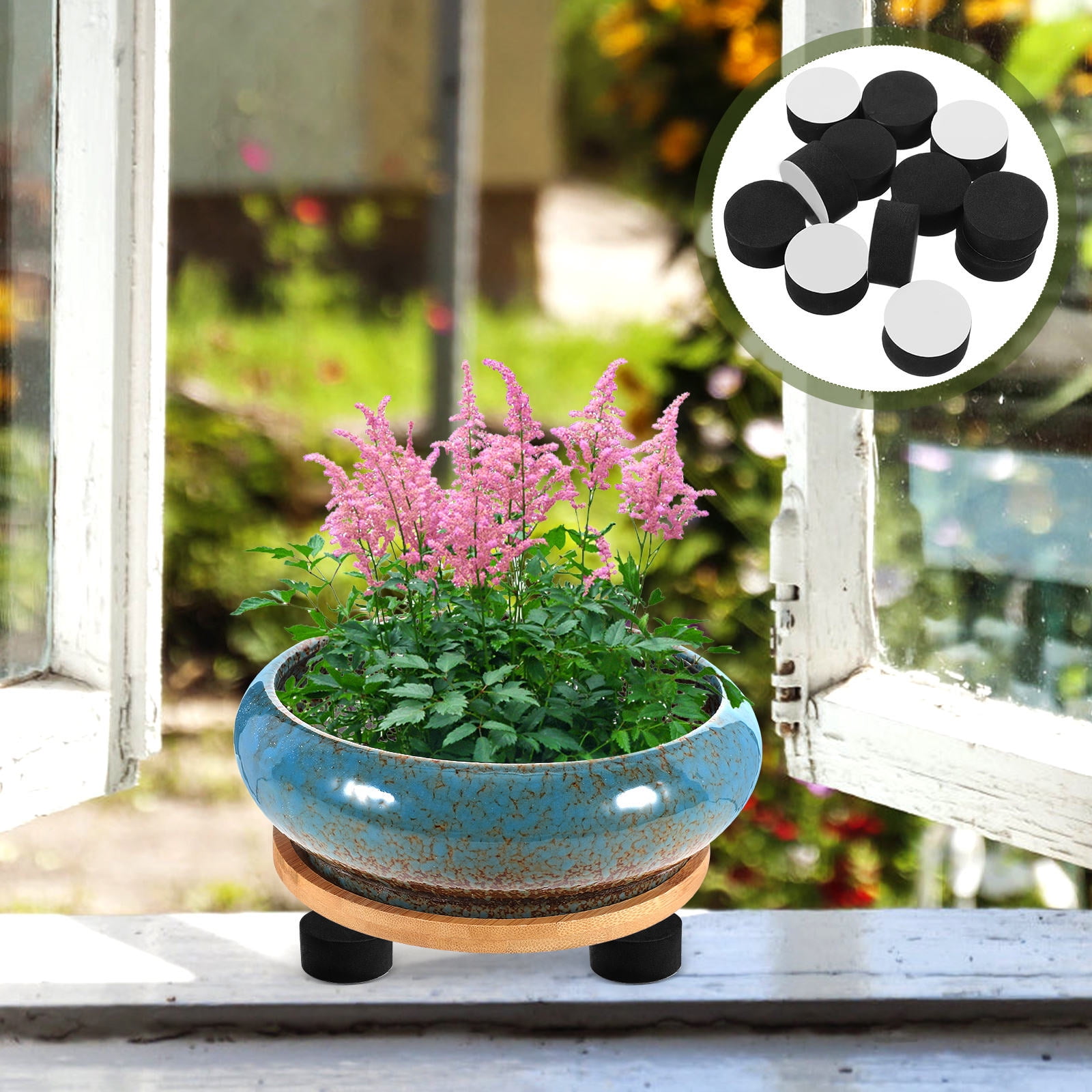 Raindrops 100Pcs Pot Risers Nonskid Flowerpot Round Feet Black Water ...