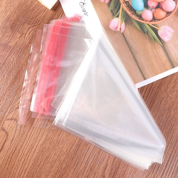 Raindrops 100Pcs Rectangle Transparent OPP Plastic Cellophane Bags Self Adhesive Sealing for Bakery Cookie Packaging