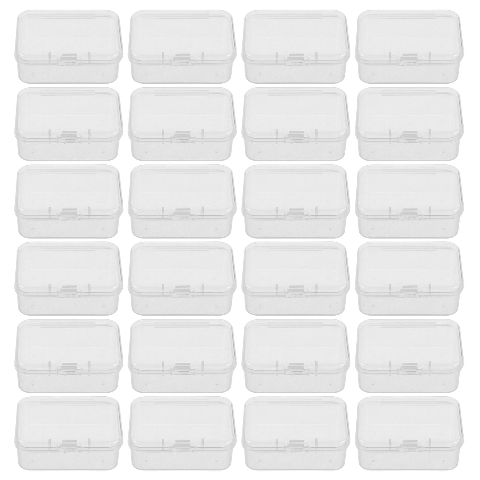 FOMIYES 100Pcs Clear Plastic Organizer Boxes with Hinged Lid for Craft Supplies and Beads Storage