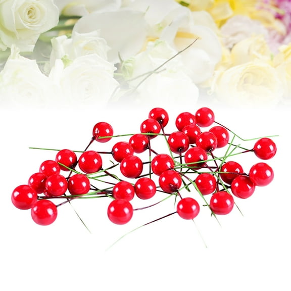 Raindrops 100pcs Red Berry Floral Picks Foam DIY Accessory for Holiday Decorations