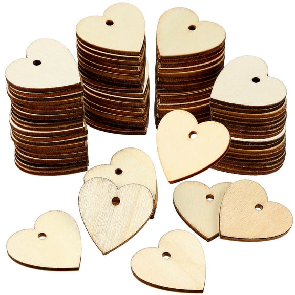 Raindrops 100Pcs Wooden Hearts For Valentine's Day And Creative Crafts Unfinished Wood Hearts 1.18X1.18Inches