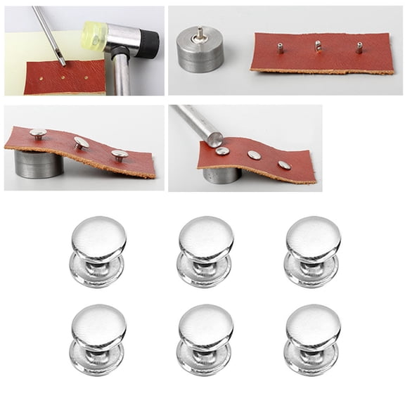 FOMIYES 100Set Plated Silver Rivets DIY Set for Shoes Garments Bags and Bracelets Metal Double Round Stud Accessories