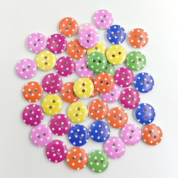Raindrops 100pcs 13mm Children Cartoon White Painting Colorful 2 Holes Wooden Buttons DIY Decorative Wood Button for Sewing Crafting Clothing(Mixed Color)
