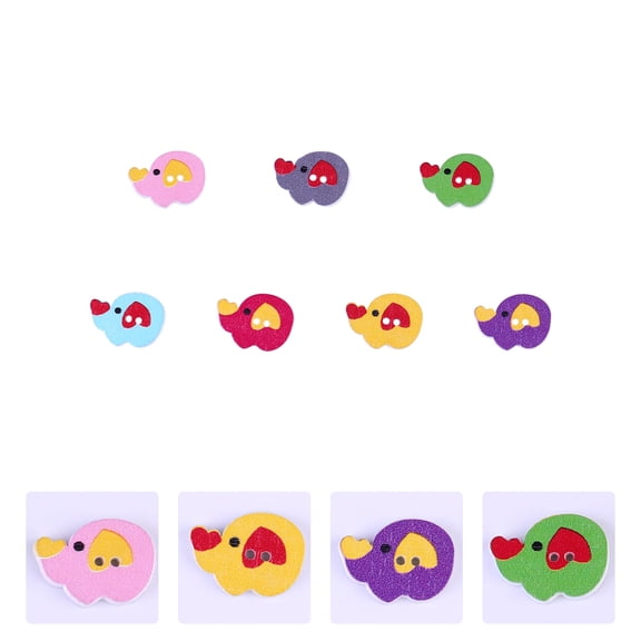 Raindrops 100pcs Creative Elephant Sewing Buttons Cartoon DIY Wood Sewing Fastener Buttons