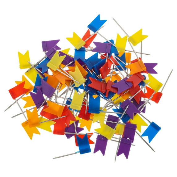 Raindrops 100pcs Assorted Color Plastic Flag Push Pins for DIY Map Marking and Cork Board Accessories