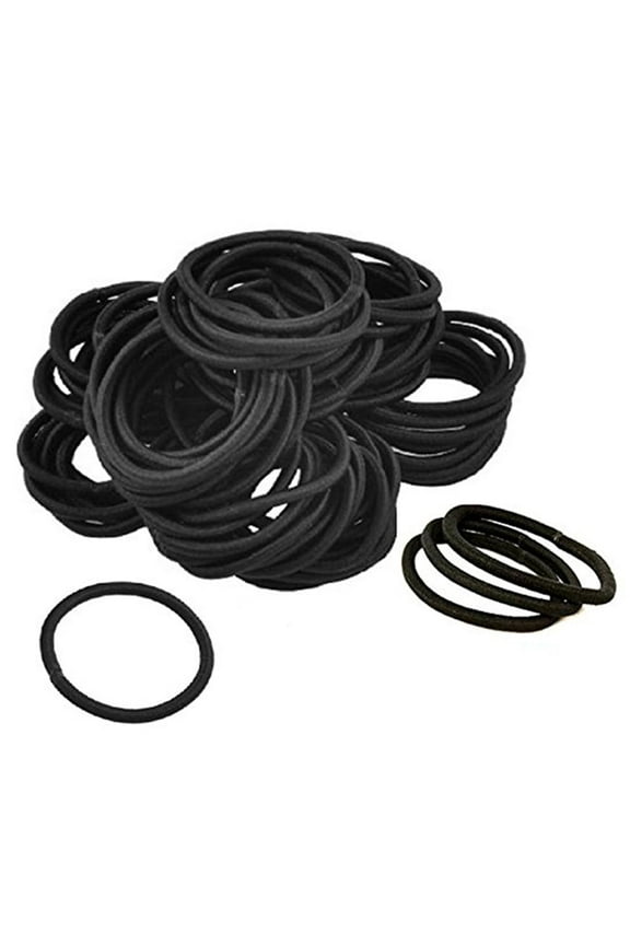 Black Elastic Hair Ties No-Snap Ponytail Holders for Women and Girls 100 Pieces