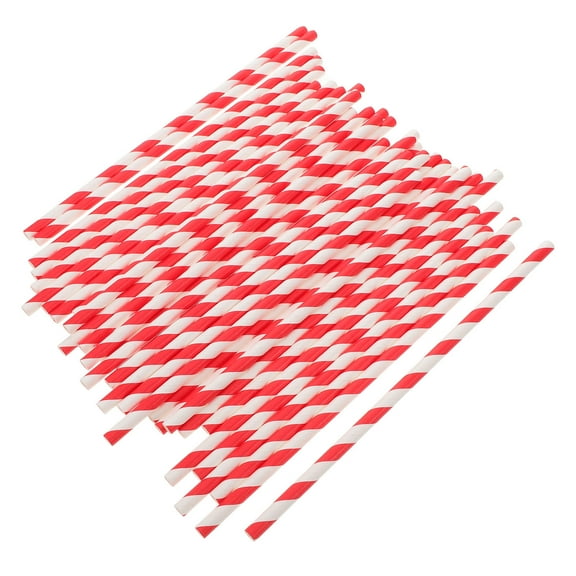 Raindrops Drinking Straws Red Paper 100Pcs 7.7X0.3X0.3In