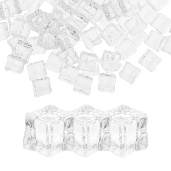 FOMIYES 100Pcs Transparent Acrylic Fake Ice Blocks Faux Ice Cubes for Home Party Decor
