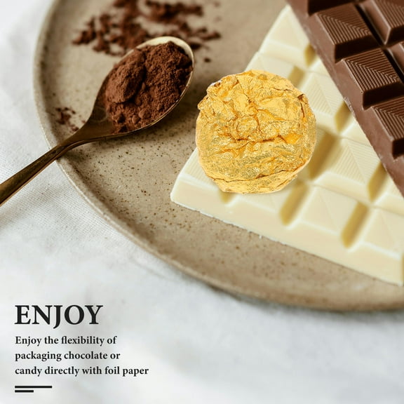 Raindrops 100pcs Square Gold Foil Wrappers for Chocolate and Tea Aluminum Foil Treats Wrapping Paper for Sweets Candy and Chocolate Packaging