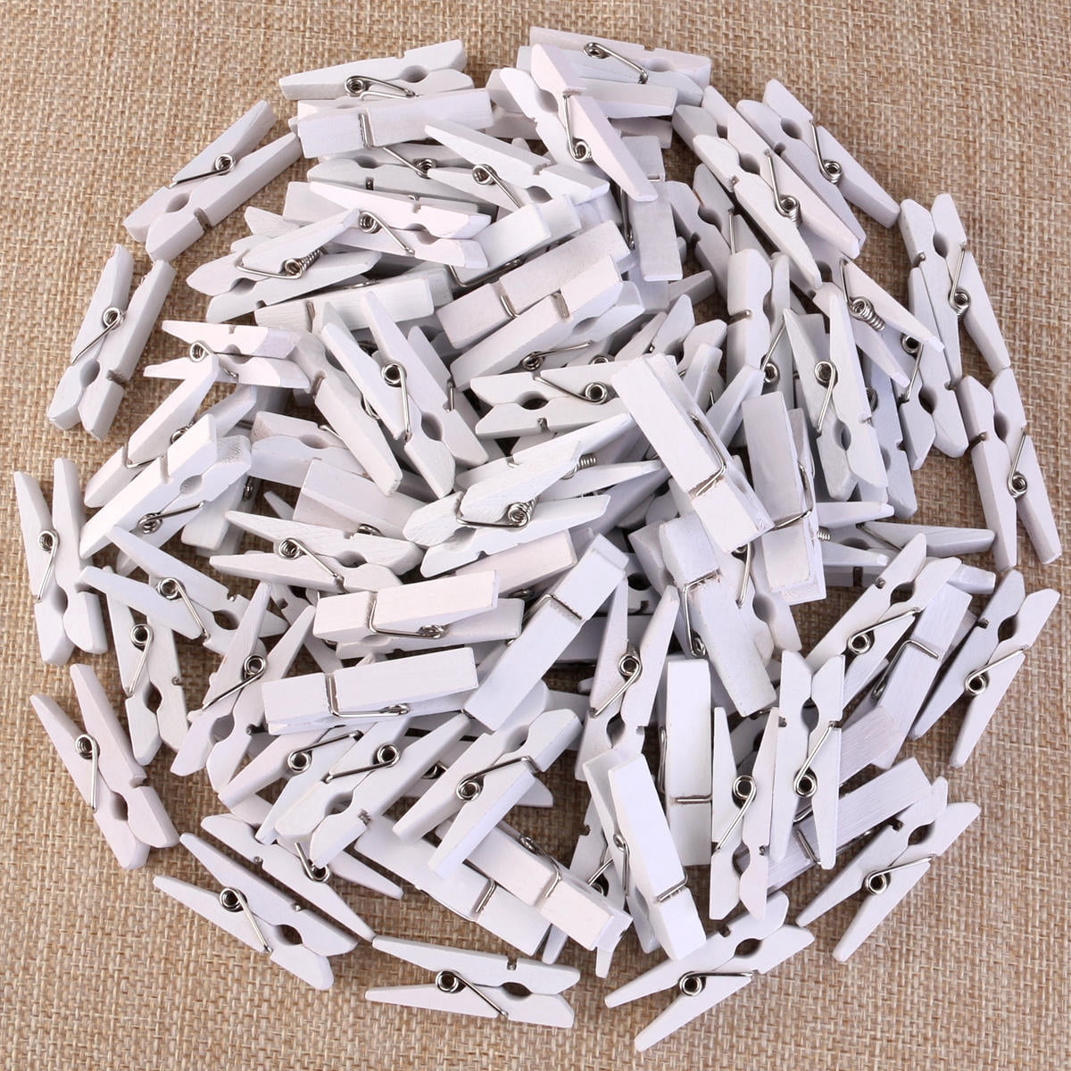 Raindrops 100pcs White Wooden Clothespins with Metal Spring for Photo ...