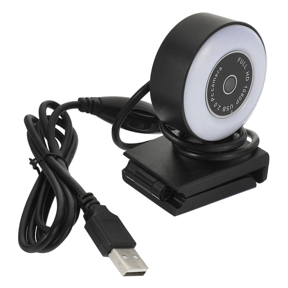 Raindrops 1080P Live Streaming Webcam with Builtin Microphone for Computer Use Black ABS Material