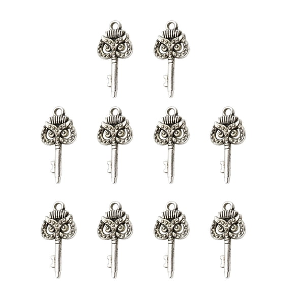 FOMIYES Plated Owl Key Pendant Charms for Jewelry Making, Craft Supplies