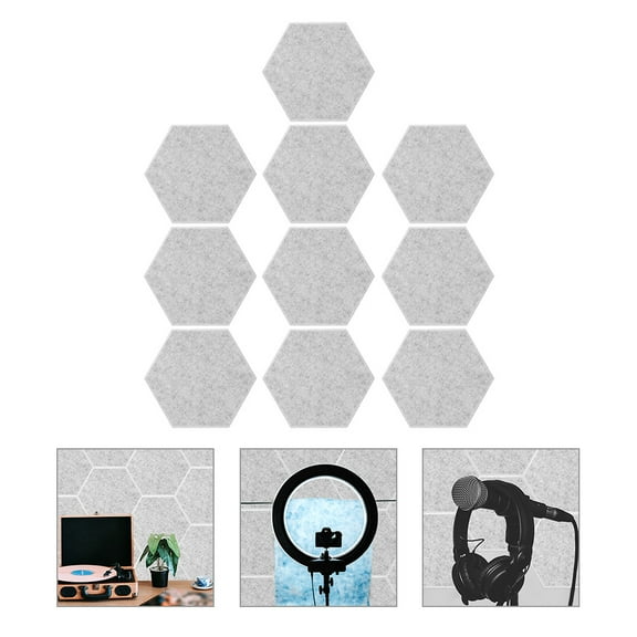 Raindrops 10Pcs Acoustic Wall Panels for Home Studio and Office 11.8X10.2X0.3in Hexagon Shape