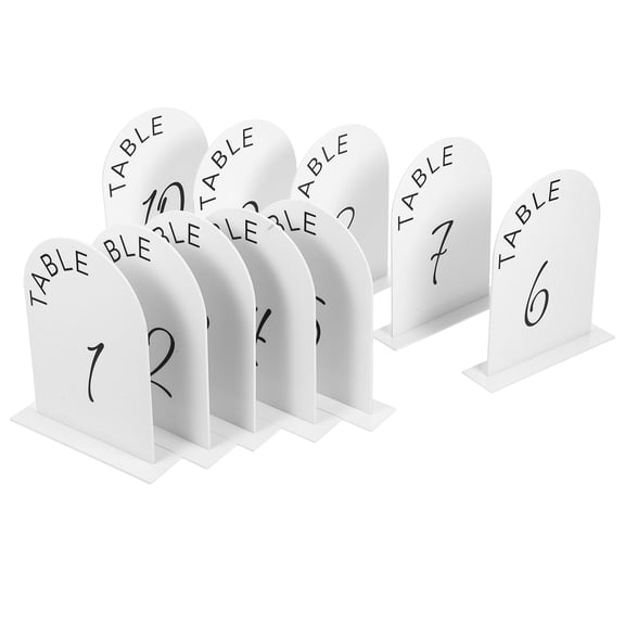 Raindrops 10Pcs Clear Acrylic Table Numbers 1 to 10 with Stands for Wedding Anniversary Party Ideal as Table Centerpiece White Signs