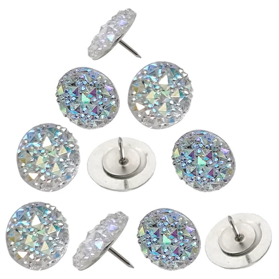 Raindrops 10Pcs Aesthetic Push Pins Silver Resin Round Photo Wall Decoration for Home