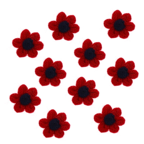 Raindrops Red Crochet Flower Patches for Wool Crafts, Headdress Making Supplies and Embellishments