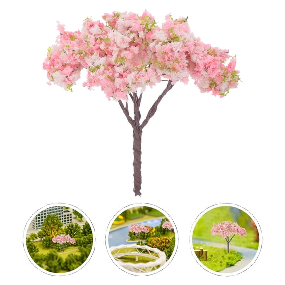 Raindrops 10Pcs Decorative Pink Plastic Cherry Blossom Trees for Diy and Miniature Craft Projects