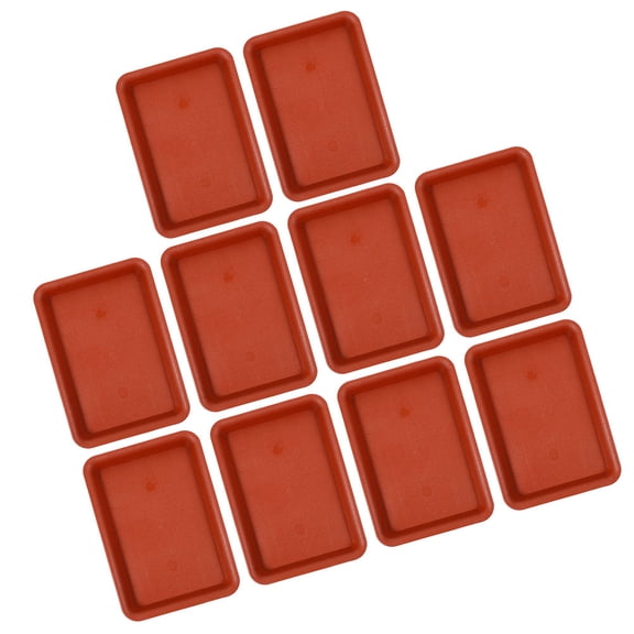 Raindrops 10Pcs Red Plastic Rectangular Planter Tray Water Catcher for Indoor Garden Plants