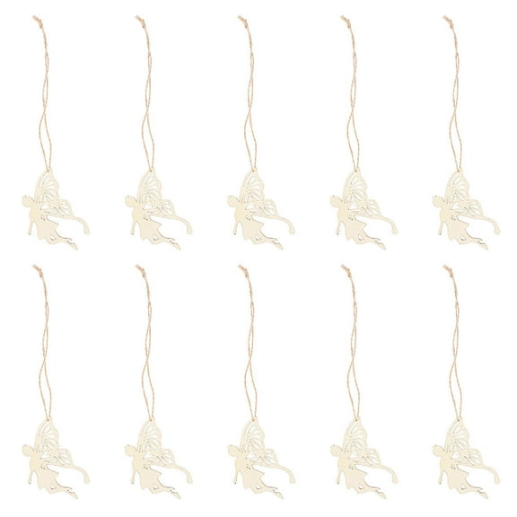 Raindrops 10Pcs Angel Wing Wooden Slices Wood Color for Decorative Crafts