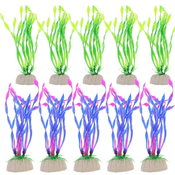 Raindrops 10Pcs Aquarium Plastic Plant Faux Flower with Weighted Base Realistic Tank Ornament