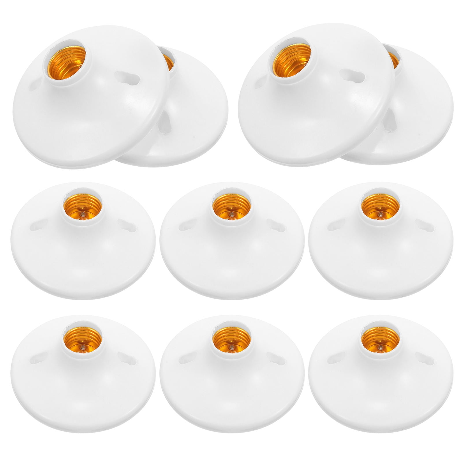 Raindrops 10Pcs Flat White Copper Plastic Lamp Base E27 Socket for Home ...