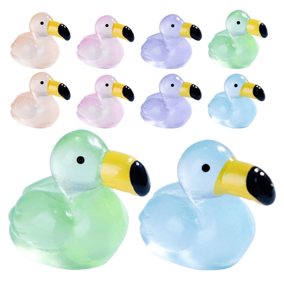 Raindrops 10Pcs Assorted Color Resin Flamingo Figurines for Home Decoration Glowing Craft