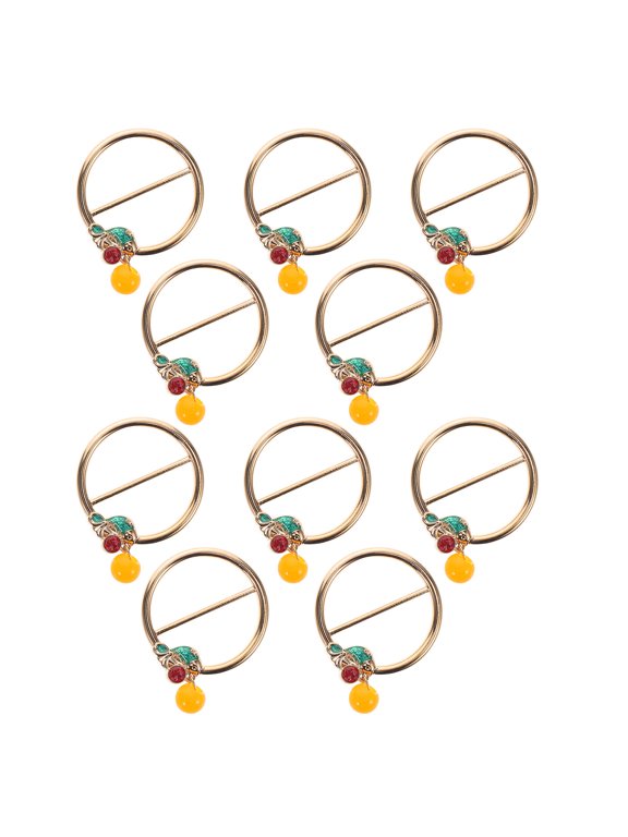 Golden Zinc Alloy Scarf Rings for Elegant Outfit Enhancement 10Pcs