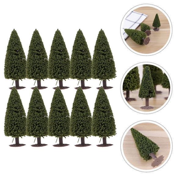 Raindrops Artificial Pine Tree Green Plastic and Iron Model for Decor 10Pcs