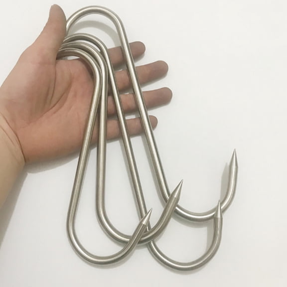 FOMIYES 10 Pcs Stainless Steel BBQ Meat Hooks Heavy Duty For Food Preparation
