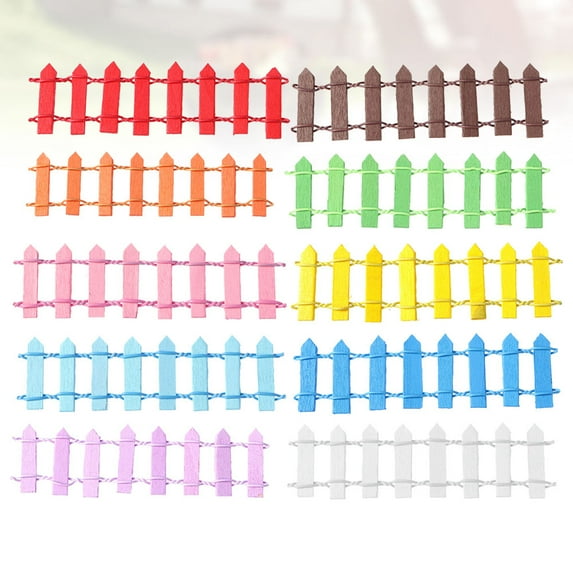 Raindrops 10Pcs Miniature Fence Ornament Assorted Color Realistic Shape for Dollhouse 3.9x1.2x0.08in