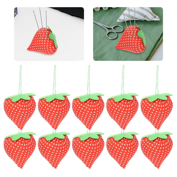 Raindrops 10Pcs Multi Color Strawberry Shape Pin Cushion for Sewing and Craft Activities in Home